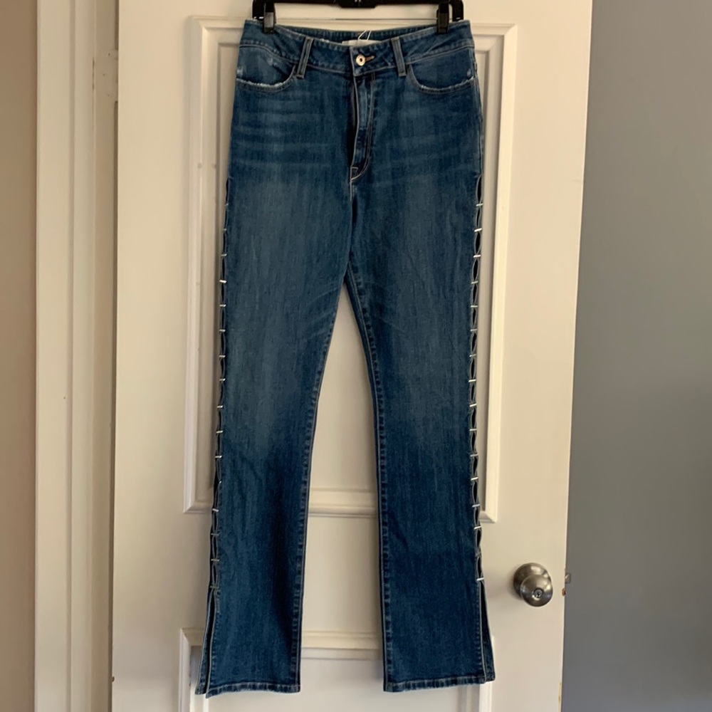 Jonathan Simkhai Stapled Side-Split Stovepipe Jeans. Size 30. BNWT